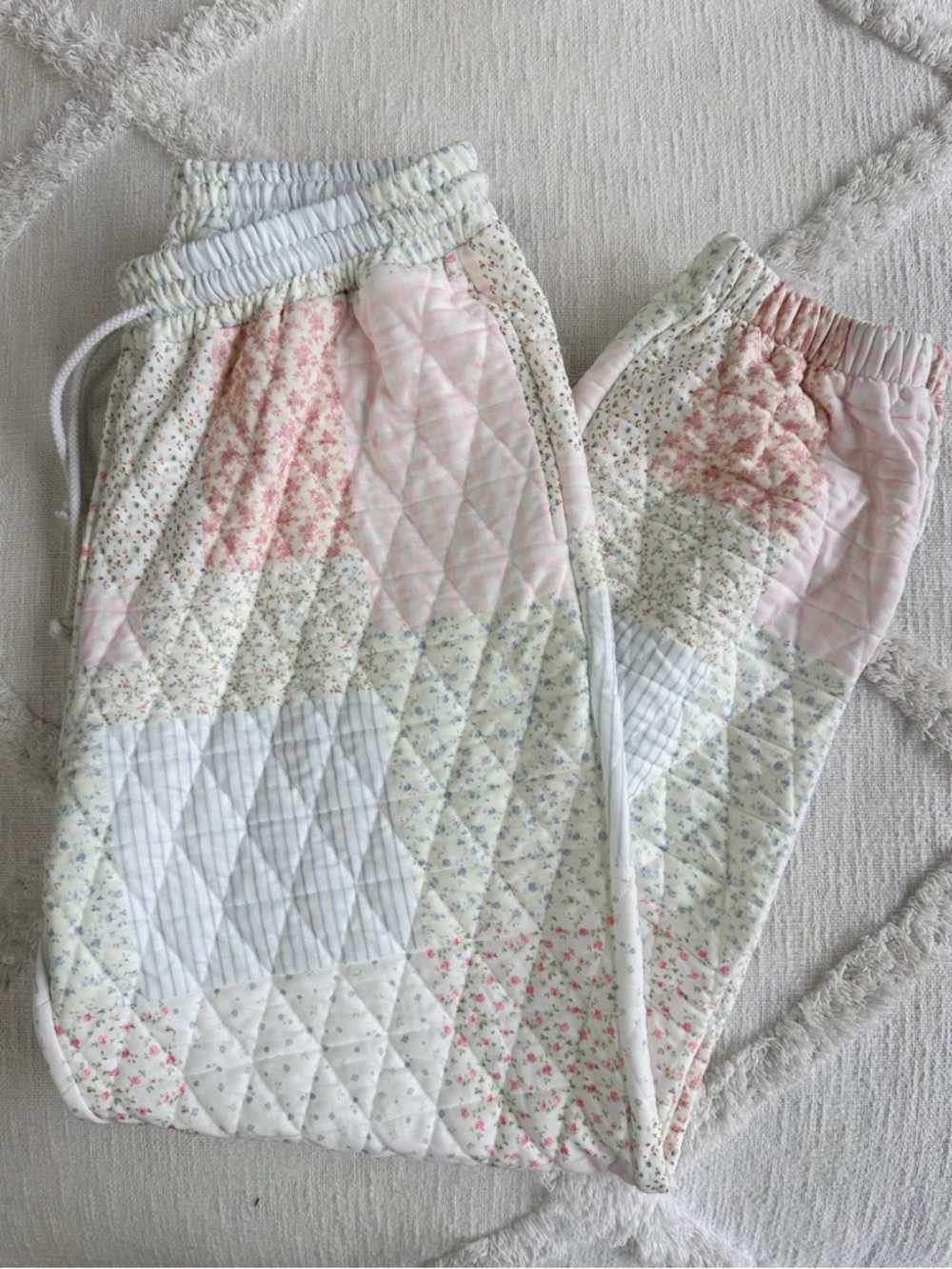Sunkissed Coconut Quilted Pastel Joggers
